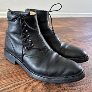 John Lobb Men’s Lace Up Leather Black Ankle Boots Size: 9.5